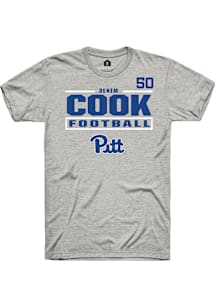 Denim Cook Pitt Panthers Ash Football NIL Stacked Box Short Sleeve Player T Shirt