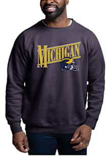 Mens Navy Blue Michigan Wolverines Diagonal Seal Crew Sweatshirt