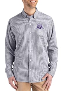 Mens Northwestern Wildcats Black Cutter and Buck Vault Skyline Long Sleeve Dress Shirt