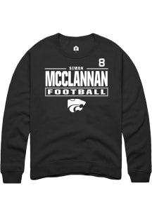 Simon McClannan Rally Mens Black K-State Wildcats NIL Stacked Box Player Crew
