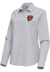 Antigua Florida Panthers Womens Porter Long Sleeve Ash Dress Shirt