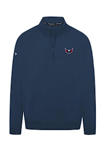 Levelwear Washington Capitals Mens Navy Blue Murray Embroidered 3D Patch Long Sleeve Qtr Zip Pullo..