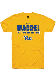 Madi Wunschel Rally Mens Gold Pitt Panthers NIL Stacked Box Player T Shirt