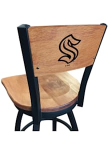Seattle Kraken Maple Seat Maple Back Swivel Pub Stool - Brown