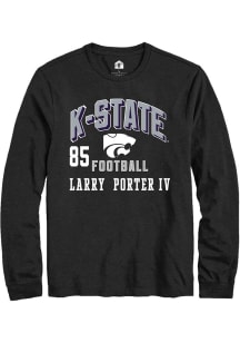 Larry  Porter IV Mens Black K-State Wildcats NIL Arch Logo Long Sleeve Player T Shirt