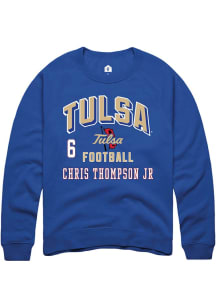 Chris Thompson Jr Rally Mens Blue Tulsa Golden Hurricane NIL Arch Logo Player Crew