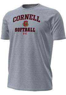 Under Armour Cornell Big Red Grey Softball Performance Short Sleeve T Shirt