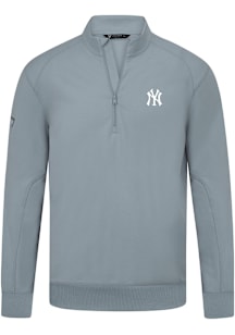 Levelwear New York Yankees Mens Grey Upright Insignia 2.0 Long Sleeve Qtr Zip Pullover