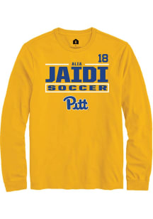 Alia Jaidi Mens Gold Pitt Panthers NIL Stacked Box Long Sleeve Player T Shirt