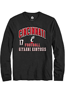 Giyahni Kontosis Cincinnati Bearcats Black Football NIL Arch Logo Long Sleeve Player T Shirt