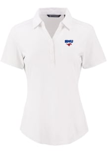 Cutter and Buck SMU Mustangs Womens White Forge Eco Polo Short Sleeve Polo Shirt