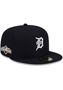 New Era Detroit Tigers Mens Navy Blue 2025 Home Post Season Side Patch 59FIFTY Fitted Hat