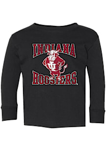 Summit Sportswear Indiana Hoosiers Toddler Black Mascot Long Sleeve T-Shirt