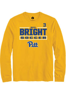 Maya Bright Mens Gold Pitt Panthers NIL Stacked Box Long Sleeve Player T Shirt