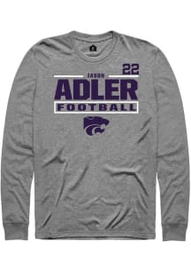 Jason Adler Mens Graphite K-State Wildcats NIL Stacked Box Long Sleeve Player T Shirt
