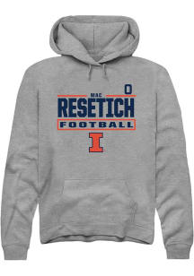 Mac Resetich Rally Mens Graphite Illinois Fighting Illini NIL Stacked Box Player Hood