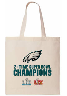 Philadelphia Eagles White 2x Super Bowl Champions Canvas Tote