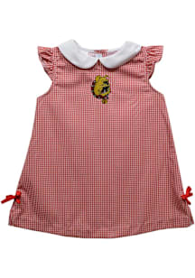 Vive La Fete Ferris State Bulldogs Toddler Girls Crimson Gingham Short Sleeve Dress