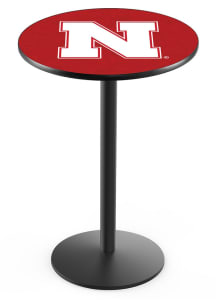 Black Nebraska Cornhuskers Black Round Base Pub Table