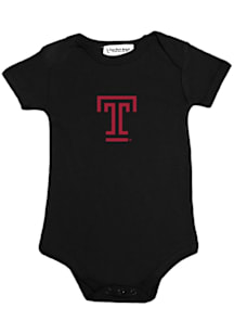 Temple Owls Baby Black Team Logo Short Sleeve One Piece