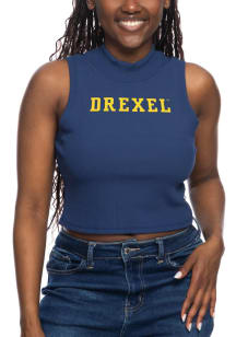 Womens Navy Blue Drexel Dragons Ribbed Mock Neck Tank Top