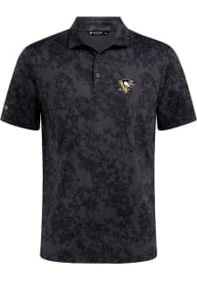 Levelwear Pittsburgh Penguins Mens Black Whisper Embroidered 3D Patch Short Sleeve Polo