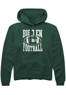 Mens Big Ten Green Rally Football Arch Hooded Sweatshirt