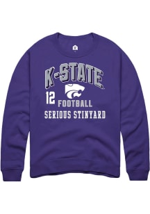 Serious Stinyard Rally Mens Purple K-State Wildcats NIL Arch Logo Player Crew