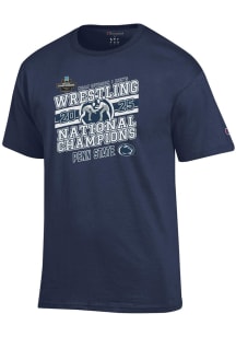 Penn State Nittany Lions Navy Blue Champion 2025 Wrestling National Champions Jersey Short Sleeve..
