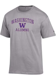Washington Huskies Grey Champion Logo Alumni Jersey Short Sleeve T Shirt