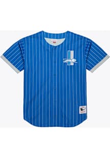 Mitchell and Ness Detroit Lions Mens Blue Mesh Vintage Baseball Jersey
