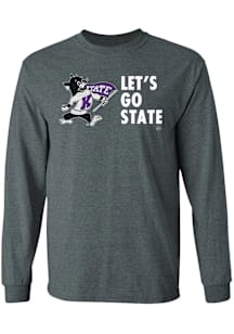 K-State Wildcats Charcoal Lets Go State Long Sleeve T Shirt
