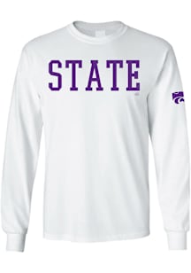 K-State Wildcats White State Long Sleeve T Shirt