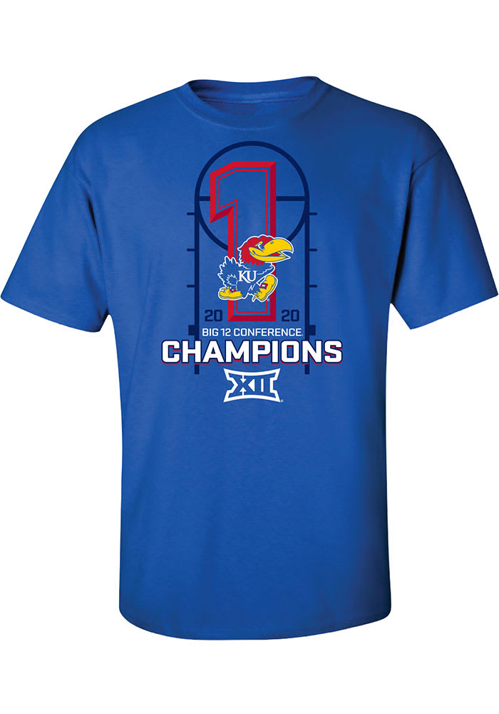Kansas Jayhawks Blue 2019-2020 Big 12 Champions Short Sleeve T Shirt