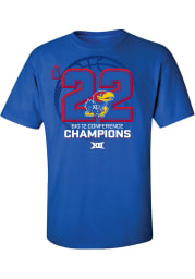 Kansas Jayhawks Blue 2022 Big 12 Basketball Champions Short Sleeve T Shirt