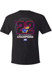 Kansas Jayhawks Black 2022 Big 12 Basketball Champions Short Sleeve T Shirt