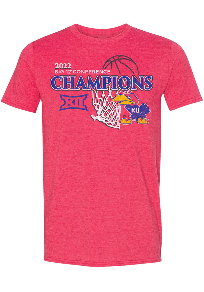 Kansas Jayhawks Red 2022 Big 12 Basketball Champions Short Sleeve Fashion T Shirt