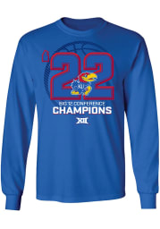 Kansas Jayhawks Blue 2022 Big 12 Basketball Champions Long Sleeve T Shirt