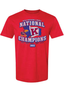 Kansas Jayhawks Red 2022 National Champions Flag Short Sleeve Fashion T Shirt