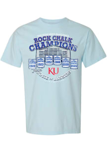 Kansas Jayhawks Womens Light Blue 2022 National Champions Banners Short Sleeve T-Shirt