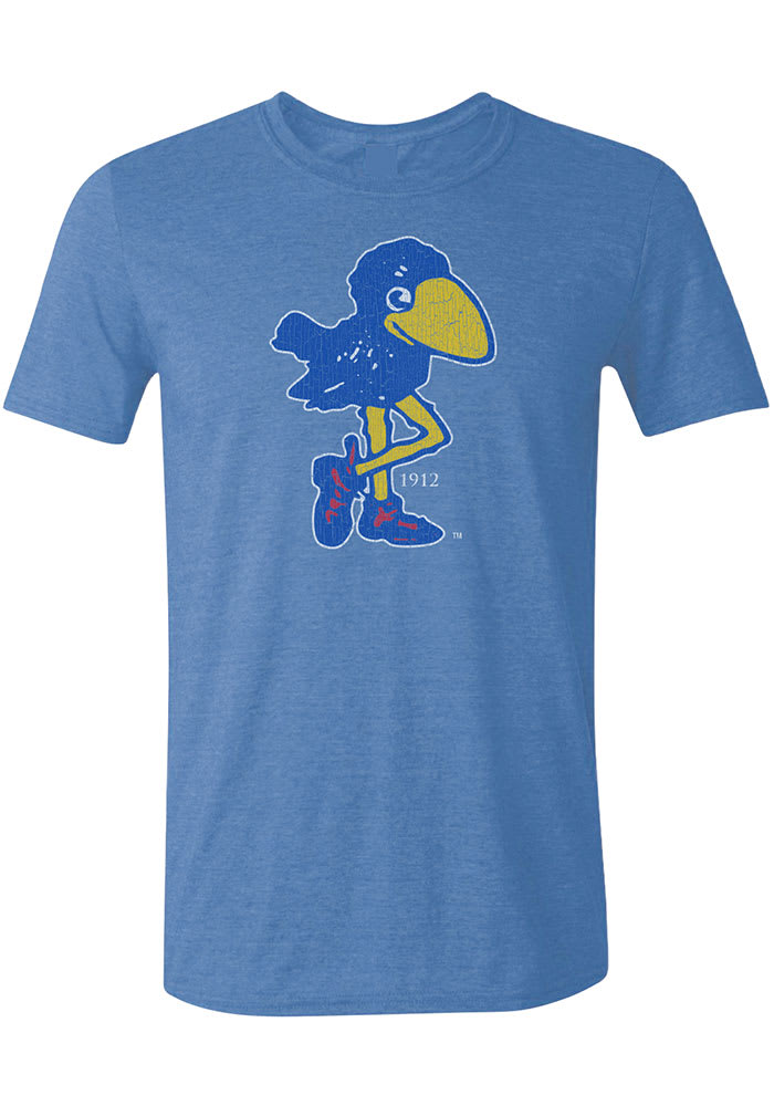 Rally Kansas Jayhawks Blue Distressed 1912 Short Sleeve Fashion T Shirt