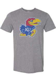 Rally Kansas Jayhawks Charcoal Distressed Logo Short Sleeve Fashion T Shirt