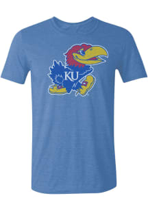 Rally Kansas Jayhawks Blue Distressed Logo Short Sleeve Fashion T Shirt