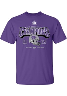 K-State Wildcats 2022 Big 12 Football Champs Helmet Short Sleeve T Shirt - Purple