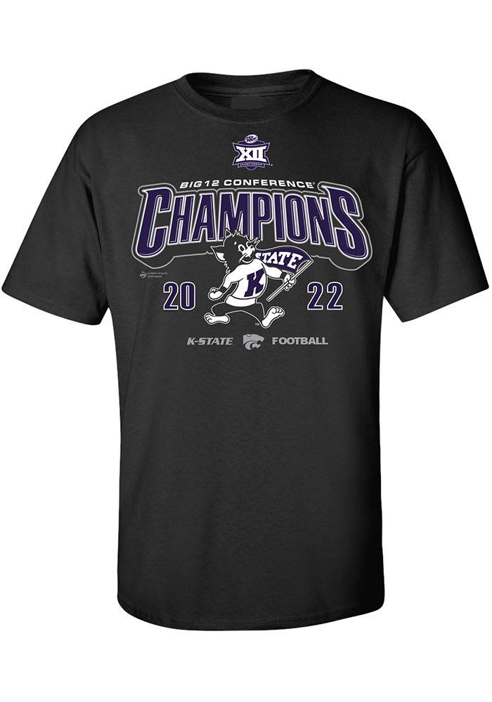 K-State Wildcats Black 2022 Big 12 Football Champions Short Sleeve T Shirt