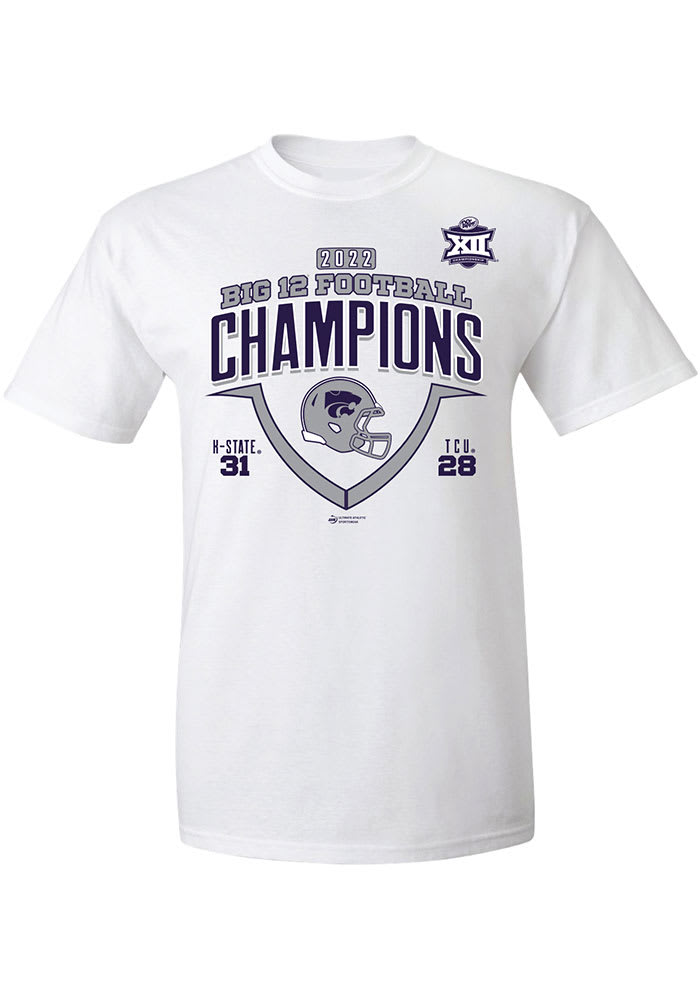 K-State Wildcats White 2022 Big 12 Football Champions Short Sleeve T Shirt