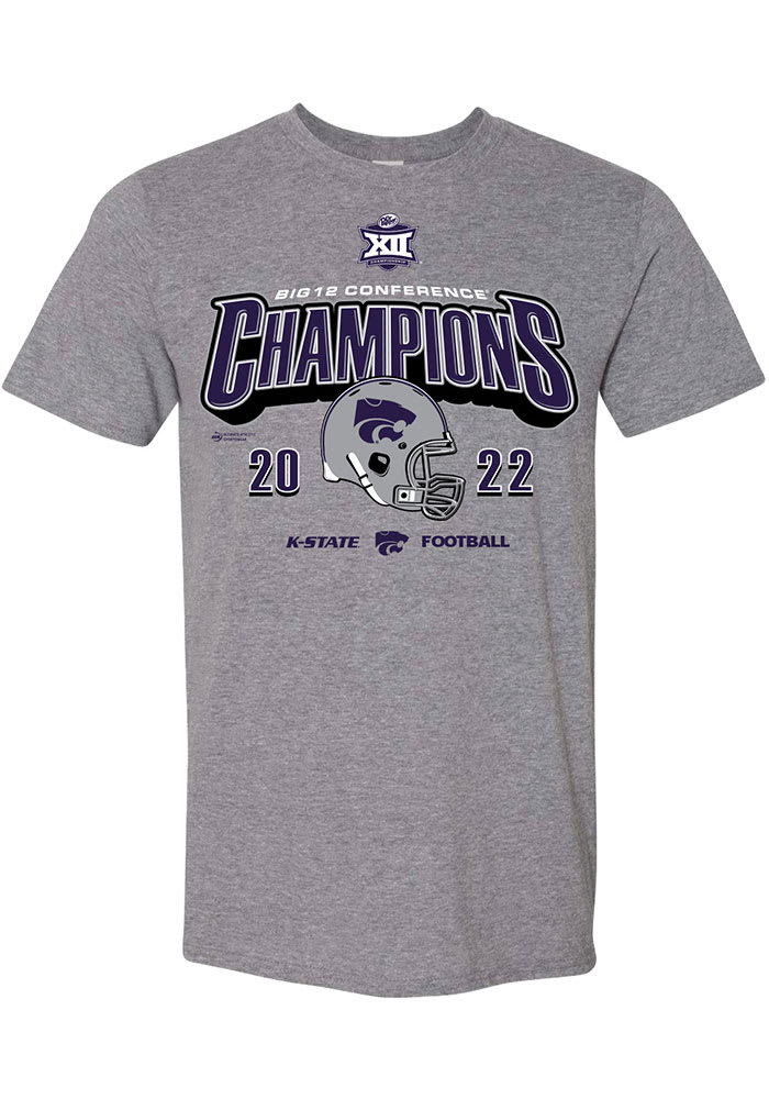 K-State Wildcats Grey 2022 Big 12 Football Champions Short Sleeve Fashion T Shirt