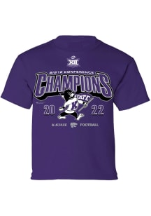 K-State Wildcats Youth Purple 2022 Big 12 Football Champions Short Sleeve T-Shirt
