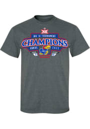 Kansas Jayhawks Charcoal 2022 Big 12 Tournament Champions Short Sleeve T Shirt