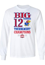 Kansas Jayhawks White 2022 Big 12 Tournament Champions Long Sleeve T Shirt